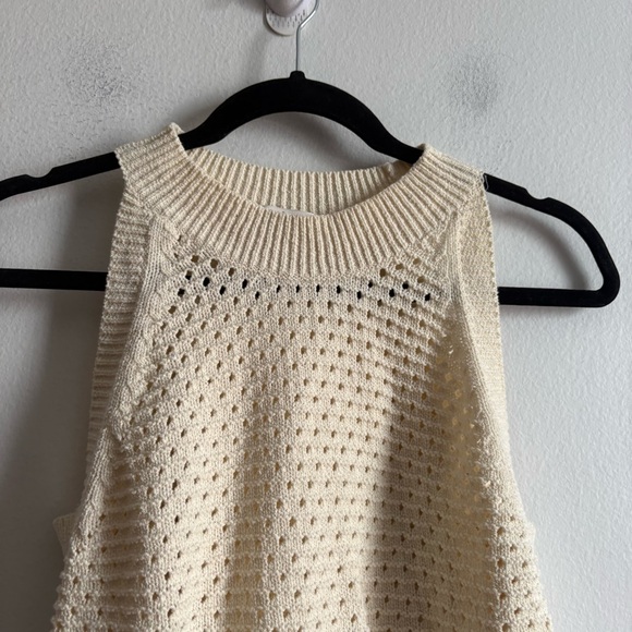 Aritzia Wilfred Sz S Cotton Blend Cream Open Knit Sleeveless Tank Top - Picture 6 of 8